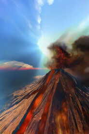 火山山峰烟雾
