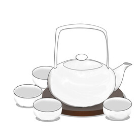 品茶喝茶线描画