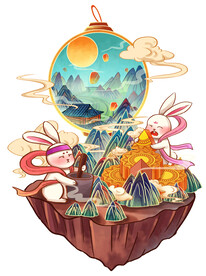 中秋节国潮山水元素