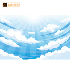卡通蓝天白云背景