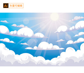 蓝天白云卡通背景