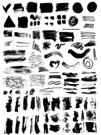 手绘黑白毛笔笔触图案