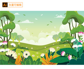 卡通绿色自然背景