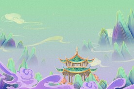 紫色宫殿清新国潮背景