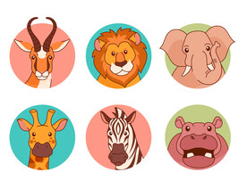 卡通动物头像插画