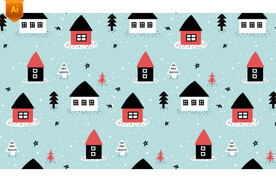 可爱冬季房屋背景