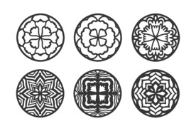 手绘圆形花纹矢量图案 