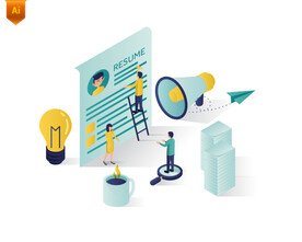 办公市场营销插画