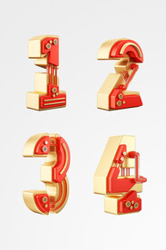 3D立体机械数字金属质感倒计时