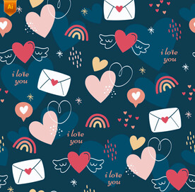 手绘爱心信封图案