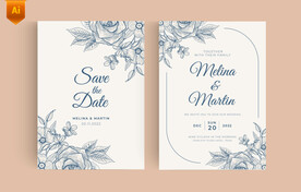 手绘复古鲜花请柬