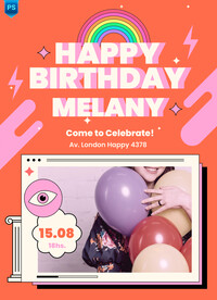 可爱风生日海报模板