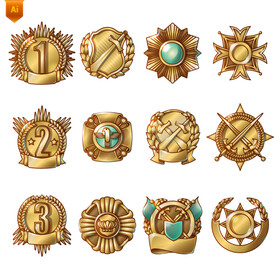 金色手绘华丽徽章