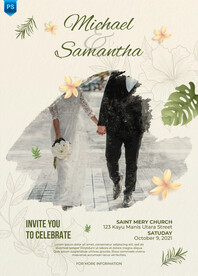 水彩婚礼海报模板