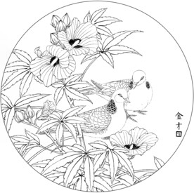 花鸟团扇底稿