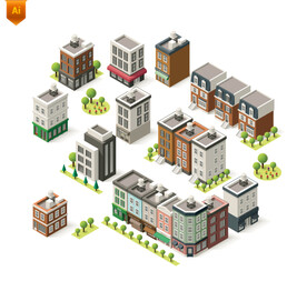 3D高楼建筑社区插画