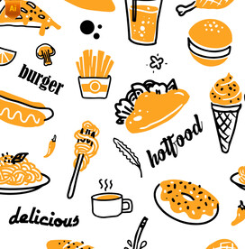 卡通手绘美食背景