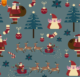 复古圣诞节插画背景