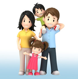 幸福全家四口之家周末 