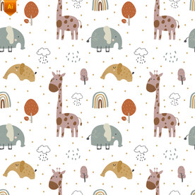 卡通动物图案印花