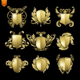 金色盾牌贵族徽章