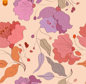 手绘植物花朵文艺复古背景