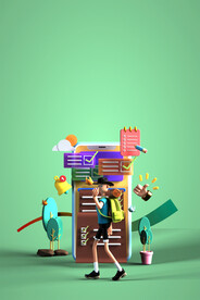 手机打卡运动旅游绿色海报背景