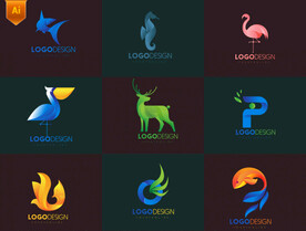 抽象渐变动物logo矢量素材