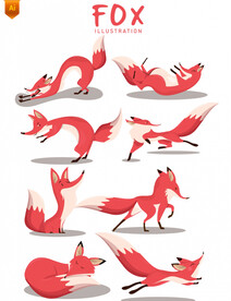 狐狸动漫卡通插画