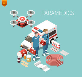 救护车医疗插画