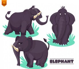 长毛象卡通插画