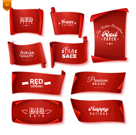 红色剪纸贴纸素材