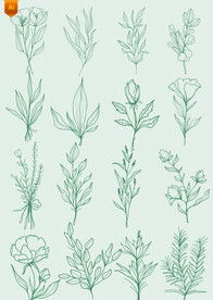 绿色手绘植物树枝