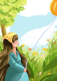 牵着气球的女子