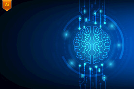 科技大脑矢量背景