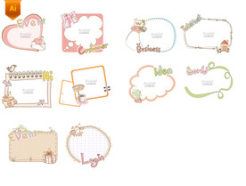 可爱便签纸边框插画