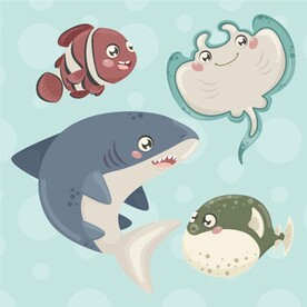 卡通海洋生物