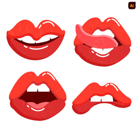 红色嘴唇插画