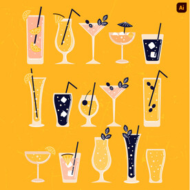 酒杯玻璃杯饮料插画