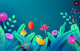 折纸风花卉植物