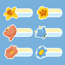 手绘花朵笔记本标签