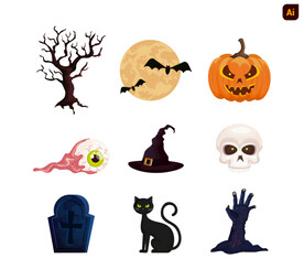 眼球万圣节主题插画