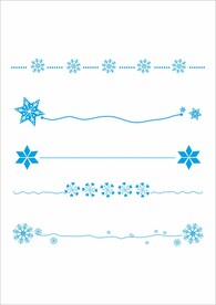 矢量手绘蓝色雪花分隔线