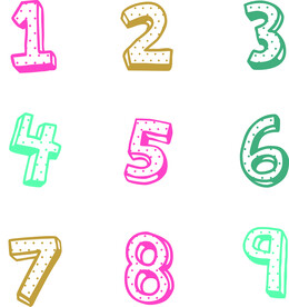 彩色卡通数字组合符号