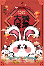 兔年红色国潮新年春节海报