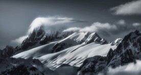  壮观的冬季雪山风景图片