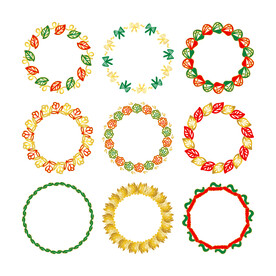 矢量金边圣诞主题花环