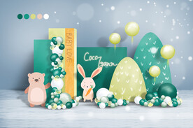 绿色清新卡通动物森系气球宝宝宴