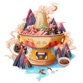 火锅插画元素