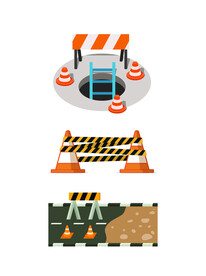 建筑施工警示矢量图形